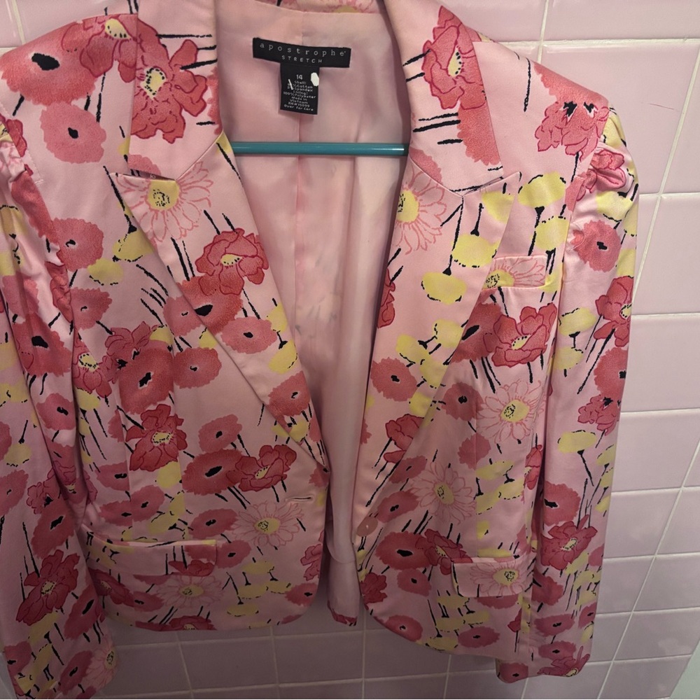 Apostrophe Pink and Yellow Floral Blazer
